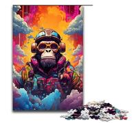 Robot Monkey de 1000 Piezas de Splatters Muchos Rompecabezas de Colores Gruesos Regalos para Adultos Lista de Deseos navideña con Papá Noel para Adolescentes a Partir de 14 años 75 x 50 cm