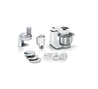 Robot multifunción compacto - BOSCH MUMS2EW20 - Bol inox - 3 discos - batidora 1,25L - Kit de repostería incluido - blanco