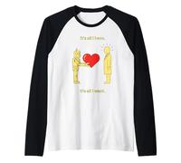 Robot Ofreciendo Arte Simbólico Minimalista Corazón a Humano Camiseta Manga Raglan