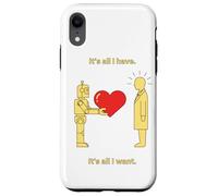 Robot Ofreciendo Arte Simbólico Minimalista Corazón a Humano Carcasa para iPhone XR