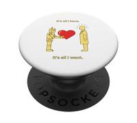 Robot Ofreciendo Arte Simbólico Minimalista Corazón a Humano PopSockets PopGrip Adhesivo