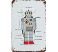 Robot para niños, retro, robot, habitación de niños, sala de juegos, un robot, decoración vintage, póster de arte de pared, cartel de metal, 8 x 12 pulgadas