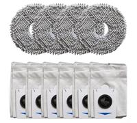 Robot Partes de aspiradora para Ecovacs para deebot T30S para combo X2-6 bolsas de polvo 4 paños de fregona - Bolsas desechables de alta capacidad, almohadillas de microfibra para fregona, kit de