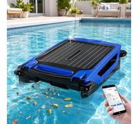 Robot Skimmer De Piscina Solar-Limpiador AutomáTico Superficie,Carga Dual Y Control Por App,Motor Sin Escobillas Resistente Al Agua Salada, Inteligente Evitar ObstáCulos,200m²,Cesta 4,1L Blue
