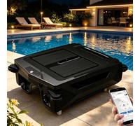 Robot Skimmer De Piscina Solar-Limpiador AutomáTico Superficie,Carga Dual Y Control Por App,Motor Sin Escobillas Resistente Al Agua Salada, Inteligente Evitar ObstáCulos,200m²,Cesta 4,1L Black