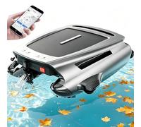 Robot Skimmer De Piscina Solar-Limpiador AutomáTico Superficie,Carga Dual Y Control Por App,Motor Sin Escobillas Resistente Al Agua Salada, Inteligente Evitar ObstáCulos,200m²,Cesta 3.8L Grey