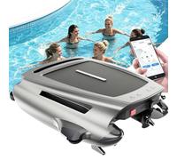 Robot Skimmer De Piscina Solar-Limpiador AutomáTico Superficie,Carga Dual Y Control Por App,Motor Sin Escobillas Resistente Al Agua Salada, Inteligente Evitar ObstáCulos,200m²,Cesta 3.8L Grey