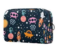 Robot Spacecraft - Bolsa de cosméticos para mujer, bolsa organizadora de maquillaje grande con cremallera, multicolor, 18.5x7.5x13cm/7.3x3x5.1in, Neceser