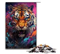 Robot Tiger de 1000 Piezas de Splatters Muchos Rompecabezas de Nubes Gruesas de Colores Regalos para Deseos navideña con Papá Noel para Adolescentes de 14 años en adelante