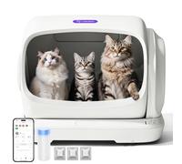 Robotail - Caja de arena para gatos autolimpiante, 106L XXXL, espacio extra grande, caja de arena automática para gatos grandes, caja automática para gatos con parte superior abierta, autolimpieza con