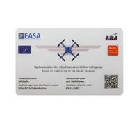 Roboterwerk Licencia de conducción de drones, prueba de competencia EASA A1/A3 y A2, tarjeta de crédito, con código QR y bandera nacional opcional, foto y datos de dirección