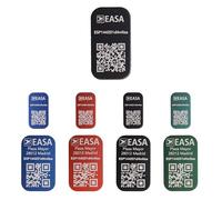 Roboterwerk - Placa de matrícula de drones en 31x19mm o 20x11mm para e-ID con logo EASA, número de registro, insignias de drones con grabado láser, aluminio (Negro, 20x11mm)