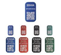 Roboterwerk - Placa de matrícula de drones en 31x19mm o 20x11mm para e-ID con logo EASA, número de registro, insignias de drones con grabado láser, aluminio (Azul, 20x11mm)