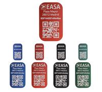 Roboterwerk - Placa de matrícula de drones en 31x19mm o 20x11mm para e-ID con logo EASA, número de registro, insignias de drones con grabado láser, aluminio (Rojo, 31x19mm)