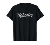 Robotics Retro Varsity Science Engineering Tech Aesthetic Camiseta gráfica económica, Hombre, Negro, S