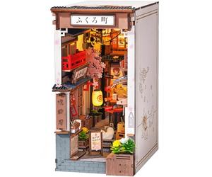 ROBOTIME Book Nook Booknook Japan con Luces LED Casas de Muñecas de Madera, Booknok Decoración del Hogar, Nookbook Regalos para Adultos Niños Mujeres(Sakura Wine Alley)