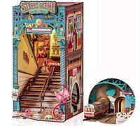 ROBOTIME Book Nook DIY con Luces LED, Maqueta de Madera en Miniatura para Estantería, Decoración Creativa, Regalo Original para Adultos y Adolescentes - Escena Callejera