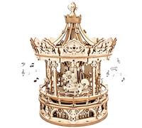 ROBOTIME Carrusel de Madera Caja de música Adultos DIY Rompecabezas de Madera Kits de artesanía Regalo para Navidad y cumpleaños, Regalo