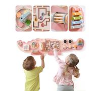 ROBOTIME Elemento de pared - Tablero de actividades de cocodrilo - Tabla de madera - Divertida aventura en la jungla - Multi - Juguete interactivo - Clasificador de formas - Torniquete - Montessori