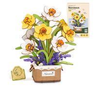 Robotime Flor Puzzles 3D Madera, Maquetas para Construir Adultos, Maqueta Madera, Regalos para Mujeres en el Día de San Valentín & Cumpleaños (Narciso)