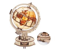 ROBOTIME Globo Luminoso Puzzle 3D de Madera con Luz LED para Adultos | Globo luminoso con giro manual de 360°, lupa de 25 mm y cálida luz LED nocturna para descubrir y decorar con estilo.