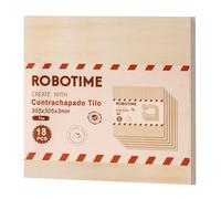ROBOTIME Hojas de madera contrachapada de tilo, 18 piezas de 305 x 305 x 3 mm, tablero de madera sin terminar para manualidades, pintura, arte de pirografía, decoración del hogar, bricolaje y