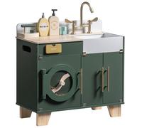 ROBOTIME Juguete de Madera Lavadora de Cocina, Set de Juego Imaginativo con Accesorios, Juguete de Madera Realista, Regalo para Niños de 3 Años en Adelante (Verde Vintage)