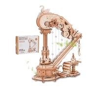 ROBOTIME Puzzle 3D de Madera Arpa con Caja de Música, Kit DIY Mecánico con Engranajes en Movimiento, Maqueta para Adultos, Regalo Creativo y Decoración Hogar
