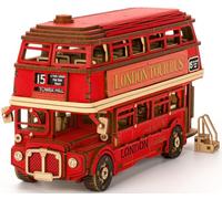 ROBOTIME Puzzle 3D Madera Autobús de Dos Pisos, Maquetas para Construir, Regalos para Adultos y Niños