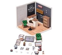 Robotime Rolife Super Creat plástico DIY casa en miniatura cafetería tienda de suministros de energía juguetes divertidos juegos de bloques de construcción para niños DW003 DW001B