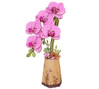ROBOTIME Rompecabezas de madera 3D de orquídea morada, kits de modelos de flores artificiales para adultos, decoración creativa del hogar, accesorios para sala de estar, regalos para mujeres en el día