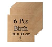 ROBOTIME Tablero Madera Contrachapada 3mm Abedul 30×30cm 6 Piezas Tablero de Madera a Medida Para Bricolaje,Pirograbado Corte por Laser CNC Router Modelado