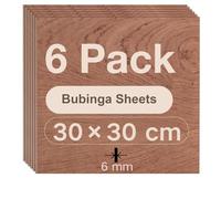 ROBOTIME Tablero Madera Contrachapada 6mm Bubinga 30×03cm 6 Piezas Tablero de Madera a Medida Para Bricolaje,Pirograbado Corte por Laser CNC Router Modelado