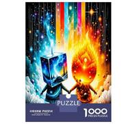 Robots de Fuego y Hielo 1000 Piezas - Set De Puzzle Aura de fusión cósmica Premium, Cartón Resistente - DIY Super Divertido para La Familia, Decoración Bonita, Regalo De Cumple - 38x26cm/1000pcs