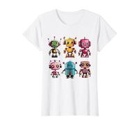 Robots Lindos, robótica para niños Camiseta gráfica económica, Mujer, Blanco, XL