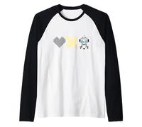 Robots Love Death - amarillo Pixel Corazón, X y lindo Robot Camiseta Manga Raglan