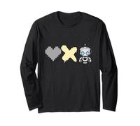 Robots Love Death - amarillo Pixel Corazón, X y lindo Robot Manga Larga