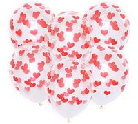 ROB'S BALLOONS Globos con forma de corazón, para cumpleaños, transparentes, color rojo, 6 unidades, decoración ecológica