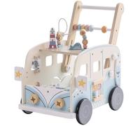 ROBUD Andador Bebes para Niños, Andador de Madera con ruedas y bloques de construcción, Juego de centro de actividad, Juguete para niños, regalo para niñas y niños