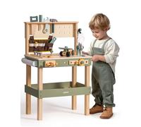 ROBUD Banco de trabajo de madera para niños, banco de herramientas con cinturón de herramientas, juego de herramientas para niños, gafas protectoras, papel de dibujo para construcción de juegos de rol