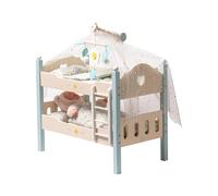 ROBUD Cama de madera para muñecas de 43 cm, 2 en 1, cama litera con ropa de cama para muñecas, juguetes para bebés, cama para juegos de rol, accesorios para muñecas, juguetes para niños, color azul