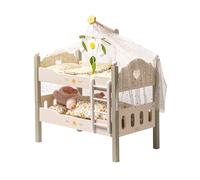 ROBUD Cama de Muñecas de Madera, Cama de Muñecas de Madera de 43 cm, Cuna de Muñecas con Escalera y Ropa de Cama, Accesorios de Cama para Muñecas Bebé, Juguete para Niños Pequeños, Regalos para Niñas
