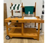 ROBUD Cocina de barro de madera para niños con ruedas, WG430