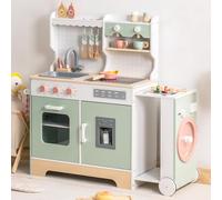 ROBUD Cocina Infantil de Madera con cafetera, máquina de Hielo, Barbacoa, vajilla y Comida de Juguetes. Adecuado para niños a Partir de 3 años