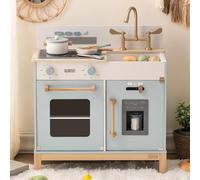 ROBUD Cocina Juguete para Niños, Montessori Cocinita Infantil Madera Pequeños, Juego Cocina Con Sonido y Luz, Dispensador De Cubitos Hielo, Regalos Cocina Madera Realistas, Niñas y Niños De 3 a 8 Años