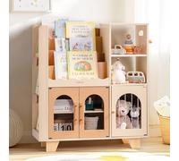 ROBUD Estantería Infantil de Madera, Varios Niveles, con Zona de Almacenamiento de Juguetes, Armario Infantil para Grandes Libros de imágenes, Muebles Infantiles