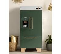 ROBUD Nevera infantil de madera verde con dispensador de hielo y accesorios, muebles de cocina