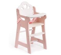 ROBUD Trona de muñeca para bebé, trona de madera para juegos de rol con cinturón de seguridad ajustable, muebles de muñeca resistentes con mesa móvil y reposapiés, adecuado para muñecas de hasta 18