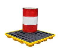 Robusta bandeja industrial de contención de derrames, 130 x 130 x 30 cm, paleta de plástico modular duradera para el almacenamiento seguro de productos químicos, prevención de fugas y soluciones de