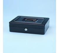 Robusta caja de efectivo fabricada con carcasa de metal y separadores internos de plástico para una durabilidad y función a largo plazo (cerradura de llave negra grande)